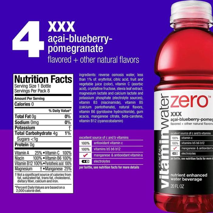 Zero vitamin water nutrition facts