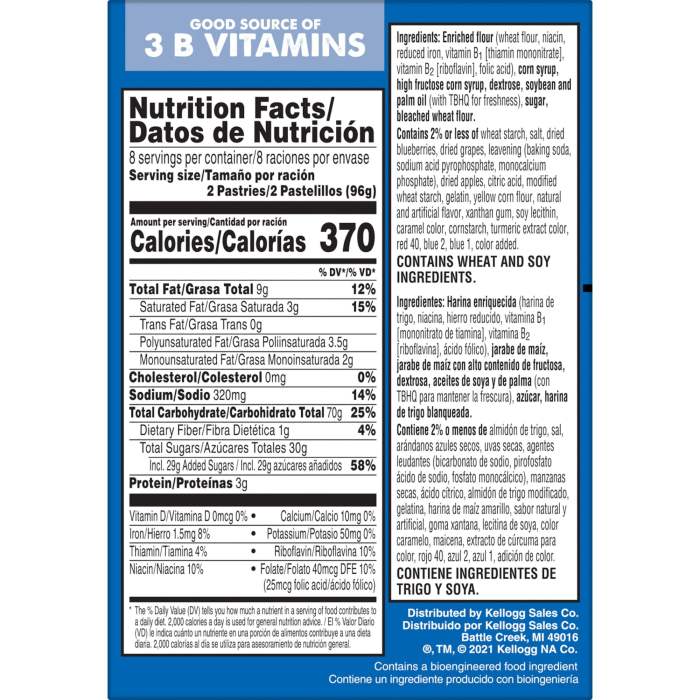 Pop tarts blueberry nutrition facts