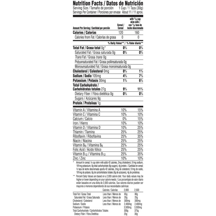 Nutrition facts corn pops