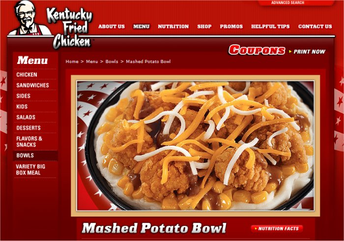 Kfc mashed potato bowl nutrition facts