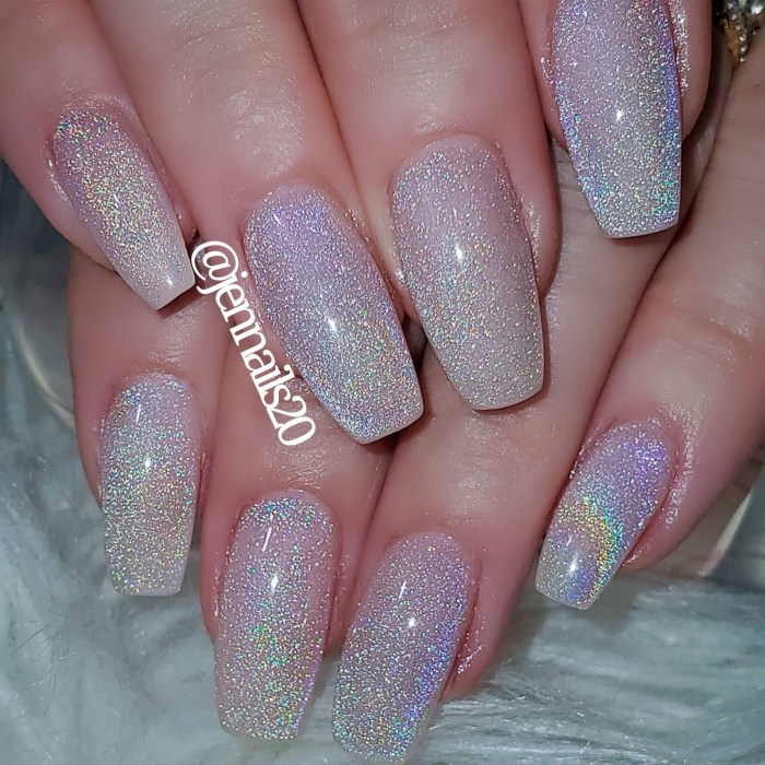 Holographic color polish glitter cat eye nail